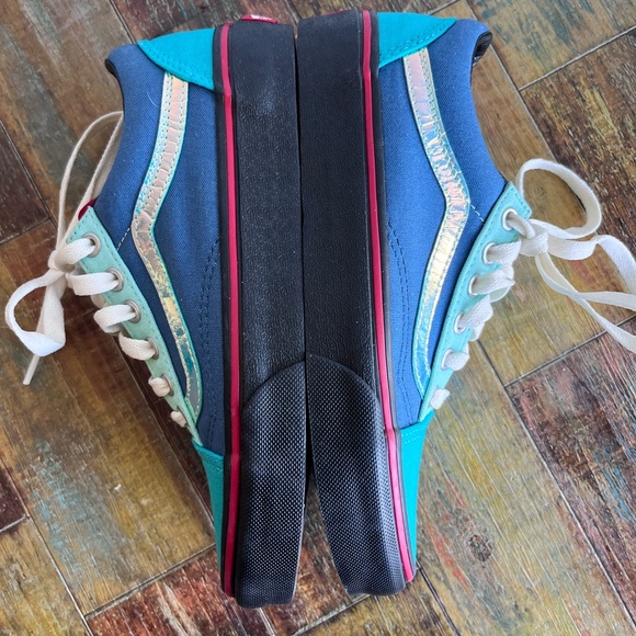 Vans low top SK8 shoes mens 4.5 women 6, two tone blue, white laces - Picture 5 of 8